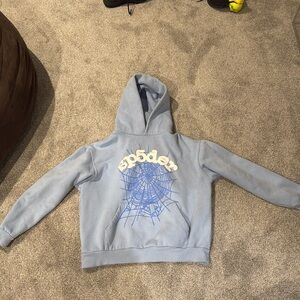 authentic Blue rhinestone sp5der hoodie
